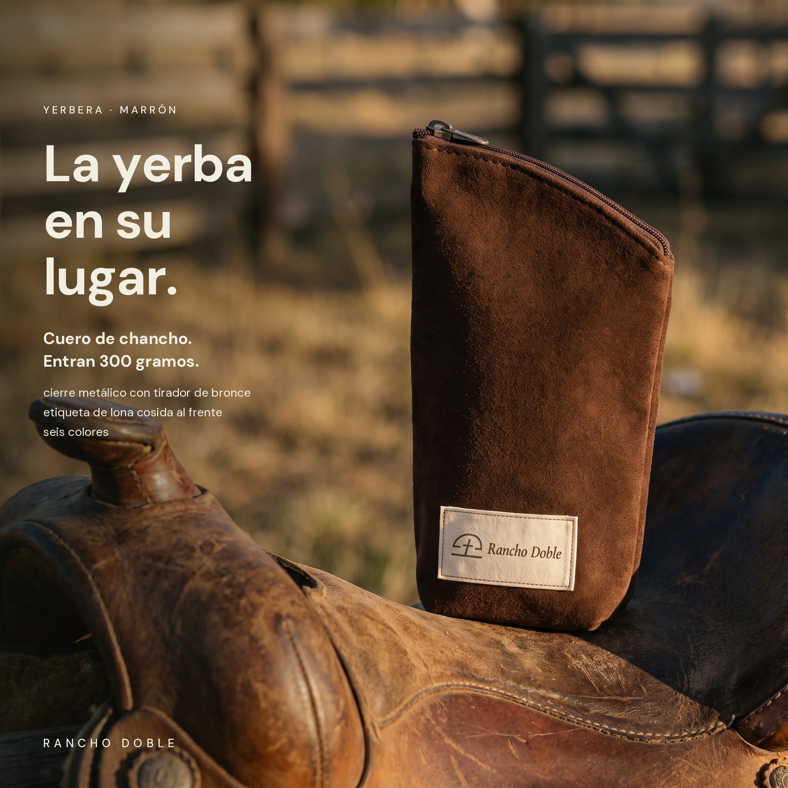 Yerbera de cuero de chancho Marrón en el campo