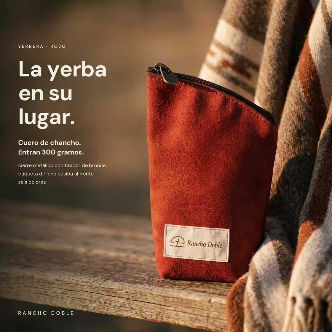 Yerbera de cuero de chancho Rojo en el campo