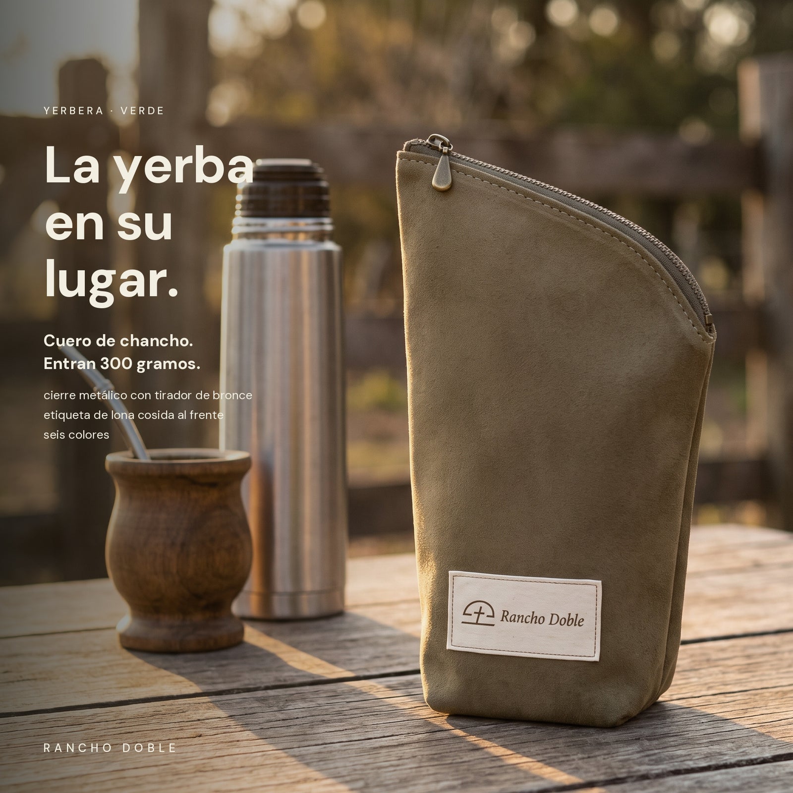 Yerbera de cuero de chancho Verde en el campo