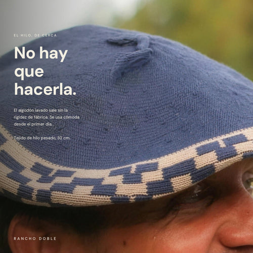 Detalle del tejido de hilo pesado de la boina, en algodón lavado
