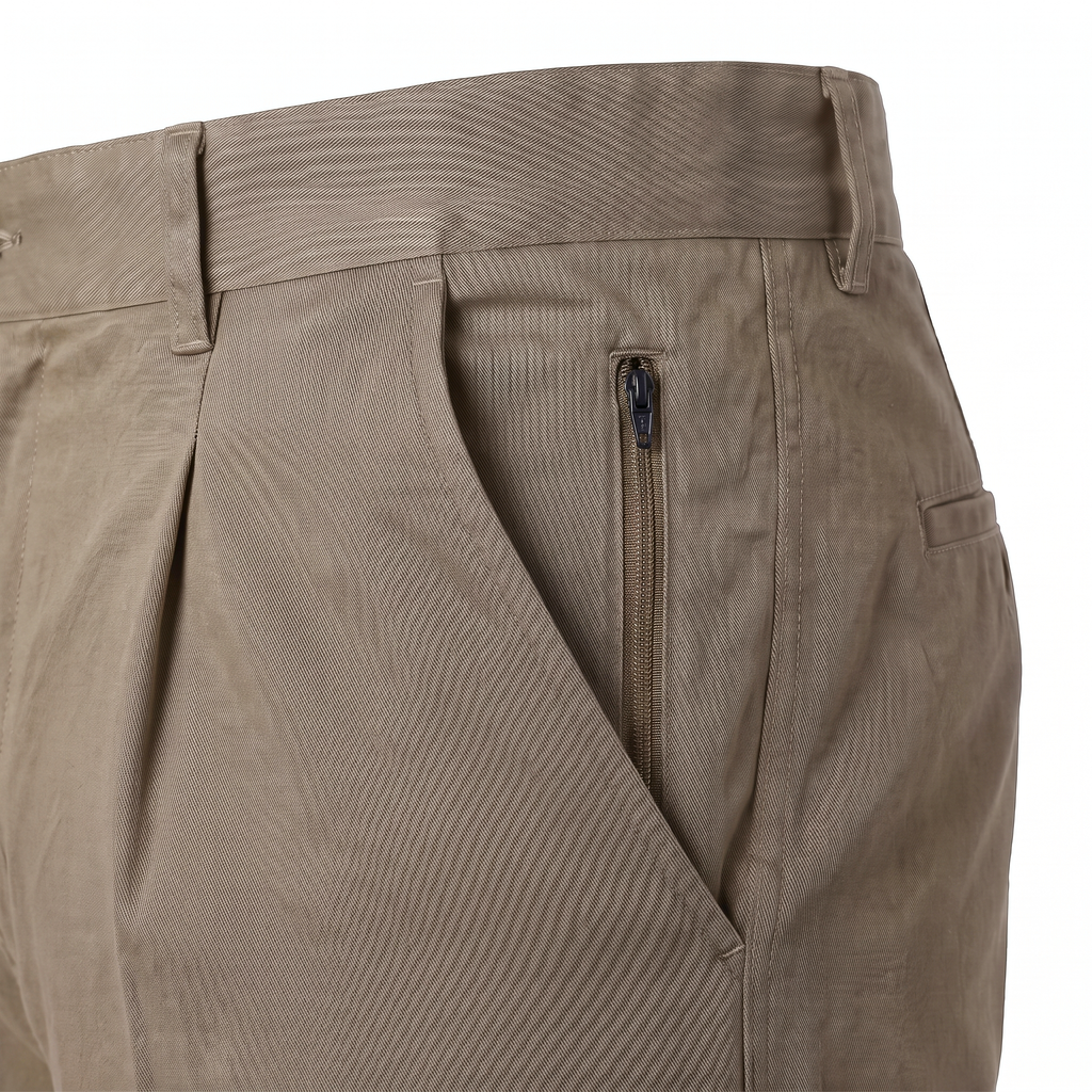 Bombacha de Campo Rancho Doble Beige — detalle del bolsillo delantero con cierre