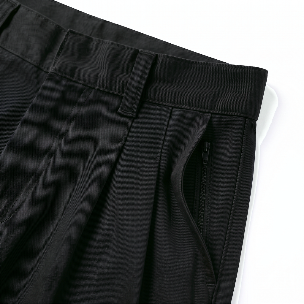 Bombacha de Campo Rancho Doble Negro — detalle de cintura y pinzas