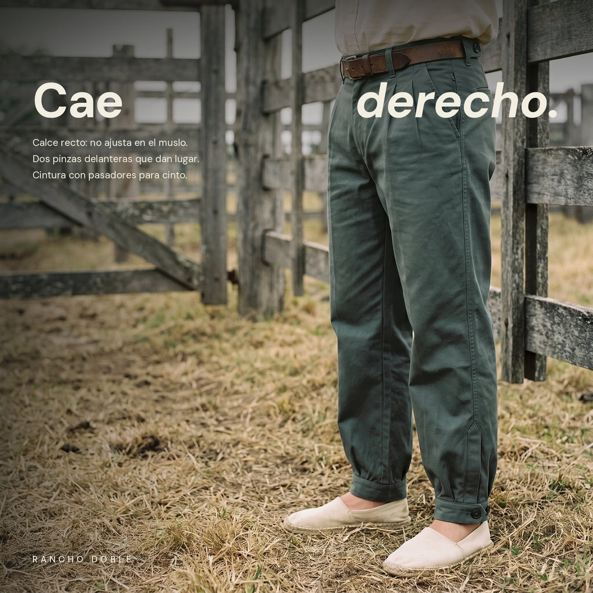 Bombacha de Campo Rancho Doble Verde — el calce recto y amplio