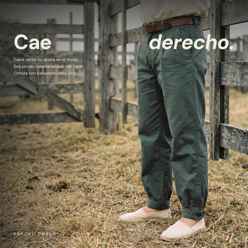 Bombacha de Campo Rancho Doble Verde — el calce recto y amplio